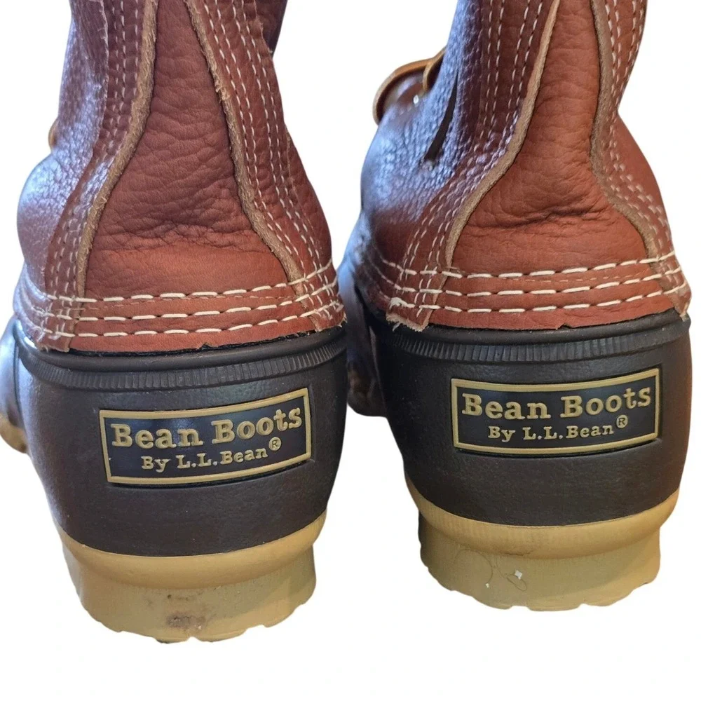 LL Bean Boots Womens 8 Knee High Duck Boots Flannel Lined Leather Waterproof